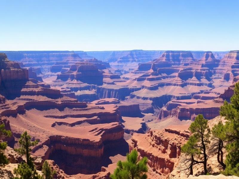 Paisaje clásico del Grand Canyon South Rim con pinos